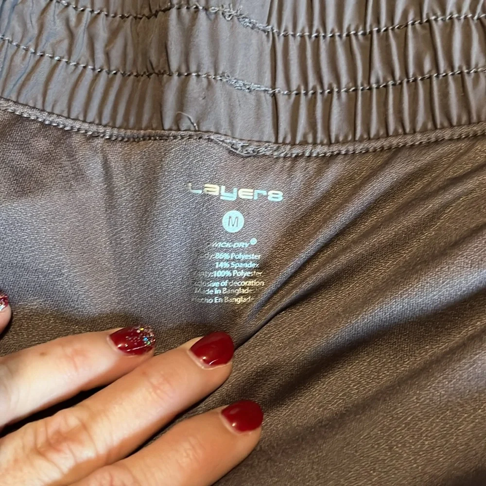 Layer 8 Active Shorts 2 Layers Spandex Plum Gym Workout Fitness Running - Picture 5 of 7